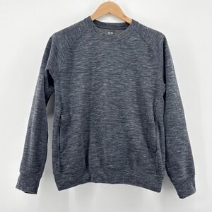 Uniqlo Men's Gray Heathered Crew Neck Pullover Sweatshirt Medium Zipper Pockets